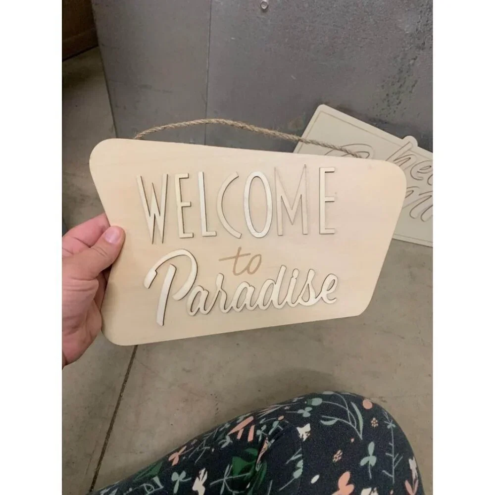 NWT Summer/ Paradise Themed Wooden DIY Paint Wall Art 2 Pieces Crafts Home Decor